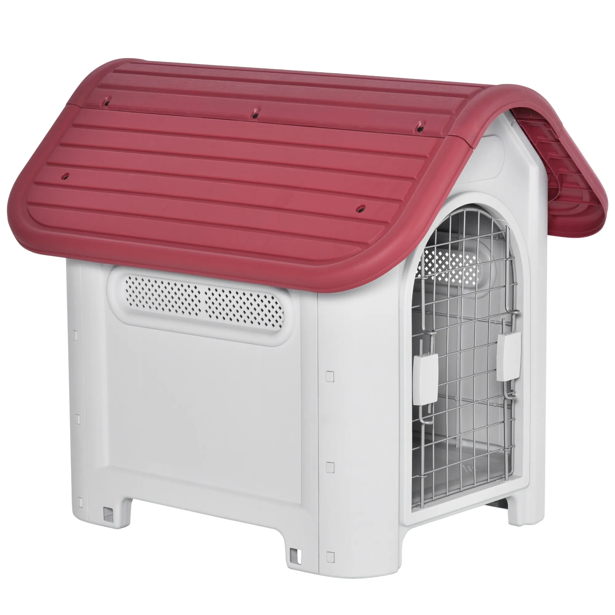 Hundehütte Rot+Hellgrau 59B x 75T x 66H cm für kleine Hunde