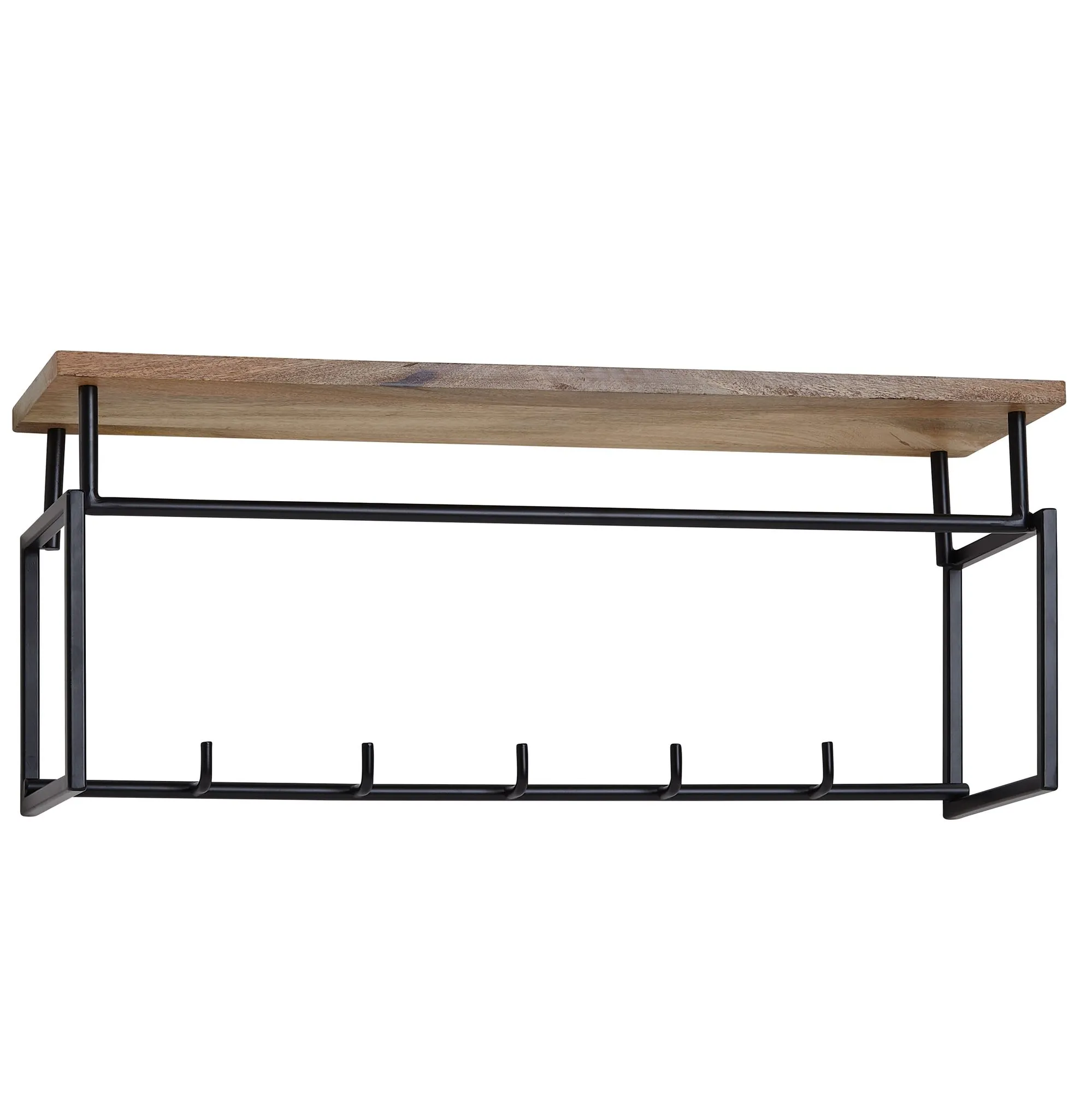 tinkaro Hängegarderobe eckig ADMETO Mango Massivholz/Stahl Hakenleiste Braun/Schwarz