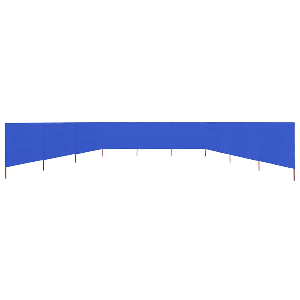 9-teiliger faltbarer Windschutz 1200x160 cm Azurblau mit Massivholz-Stangen