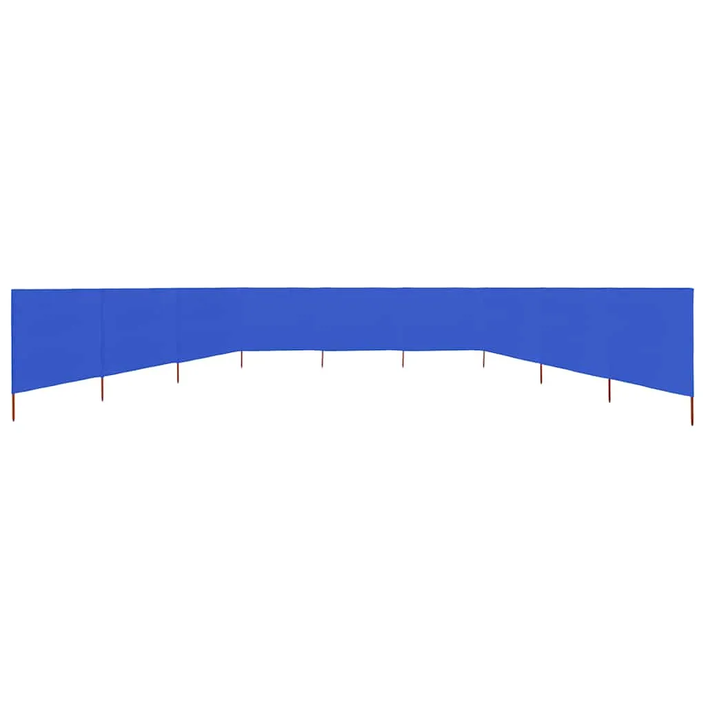 9-teiliger faltbarer Windschutz 1200x160 cm Azurblau mit Massivholz-Stangen