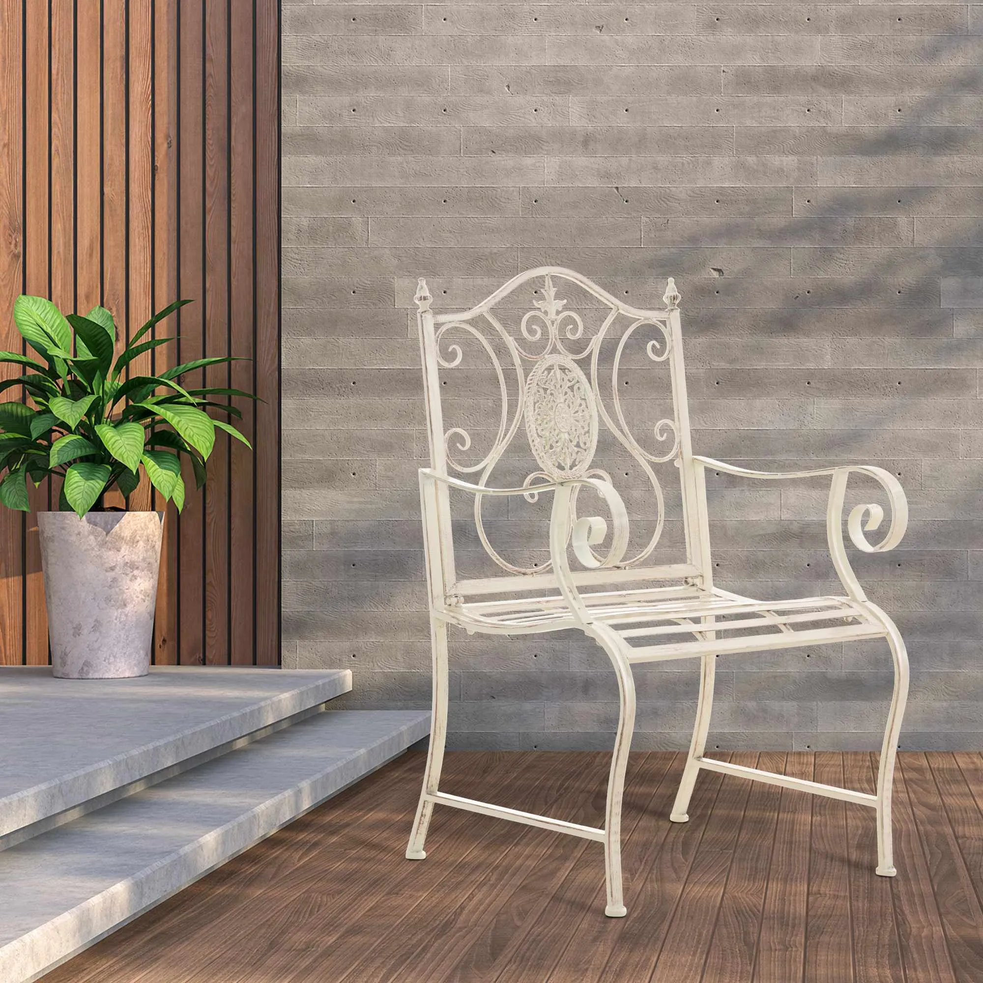 2er Set Gartenstühle Punjab 94x62x53 cm antik-creme