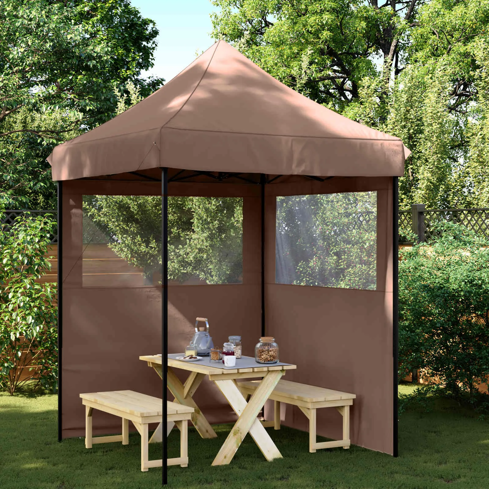 Modernes faltbares Partyzelt 200x200x306 cm in Braun