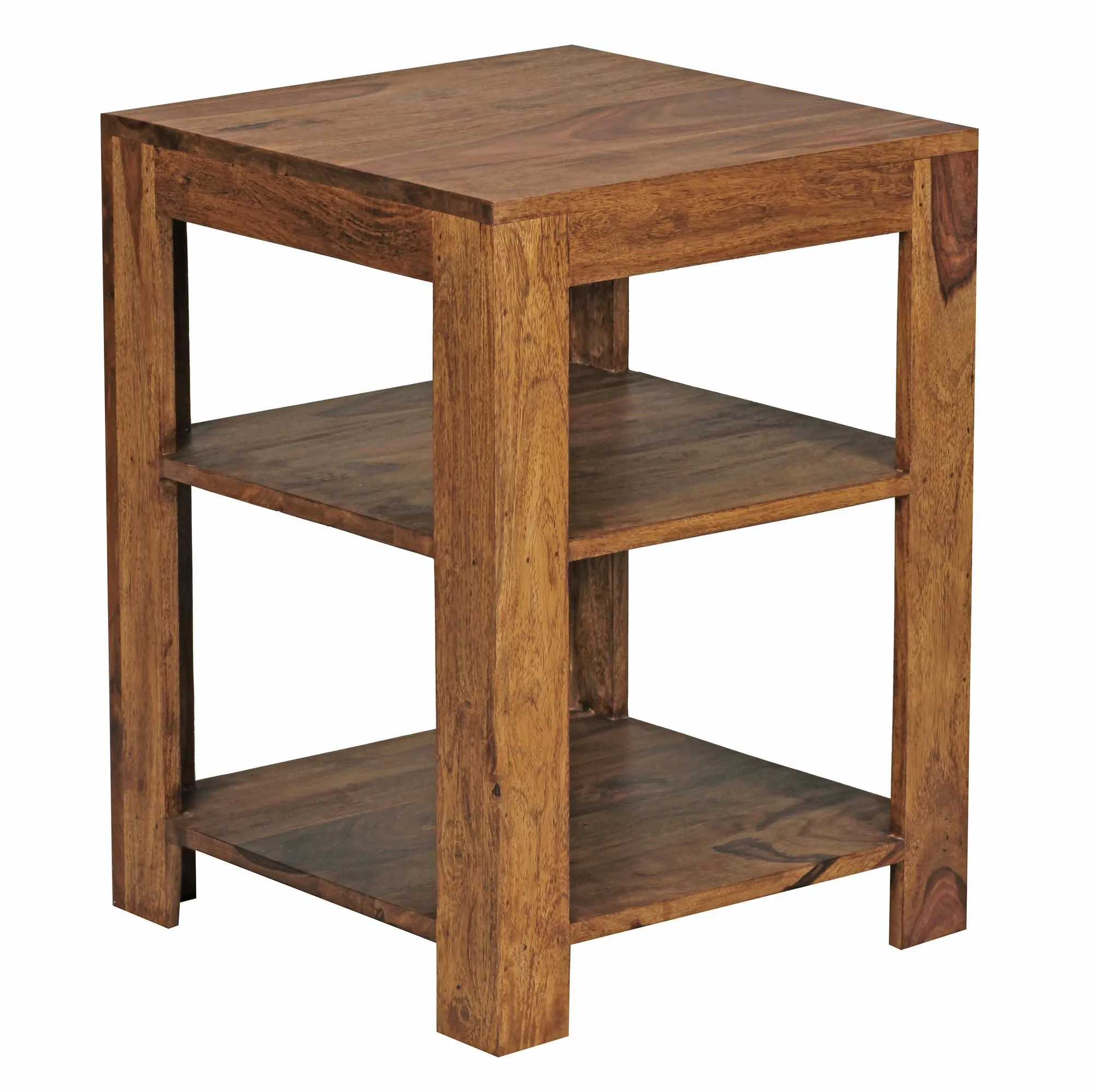 tinkaro Standregal eckig SYLVIA Massivholz Sheesham Bücherregal Braun