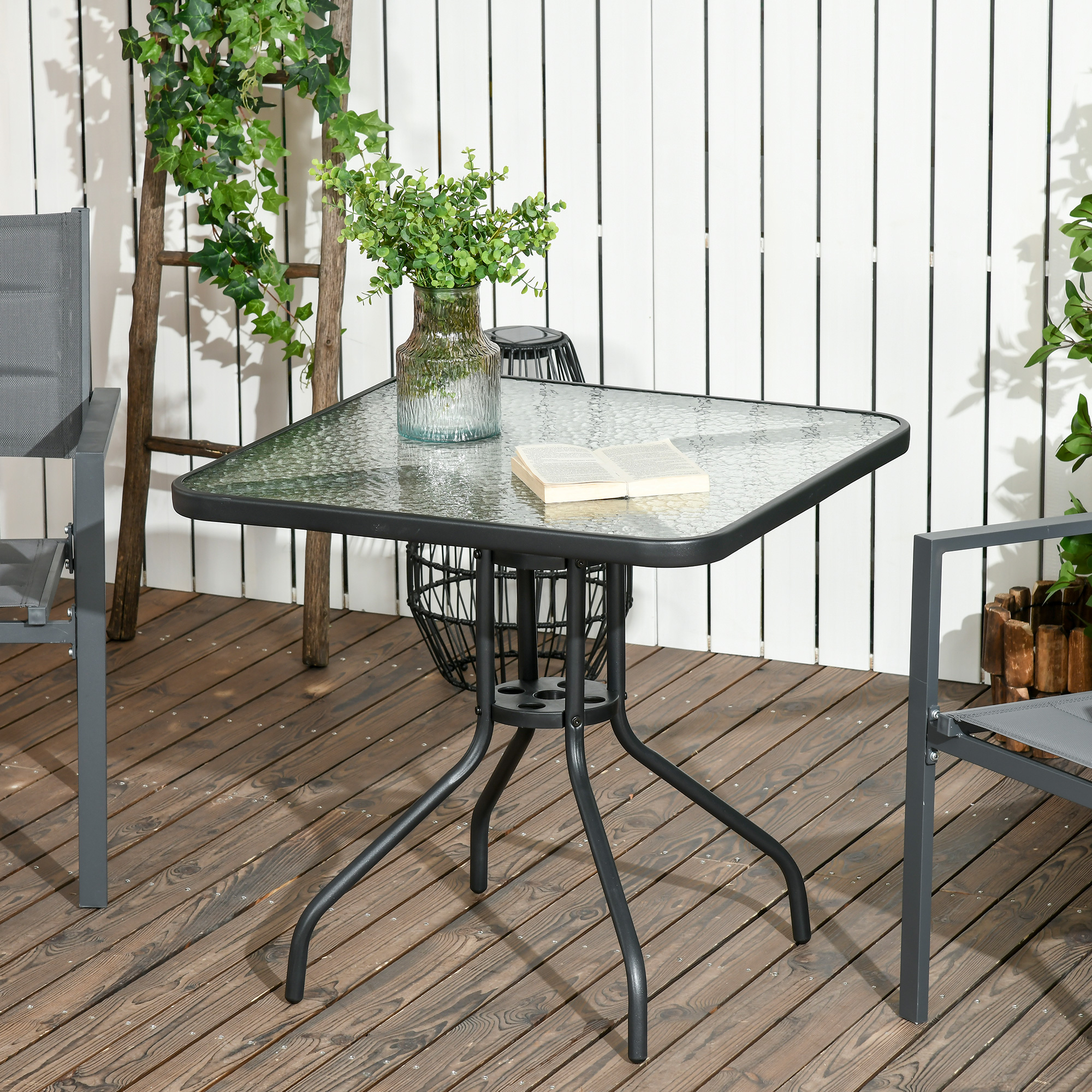 Wetterfester Gartentisch 76x76x72 cm in Schwarz