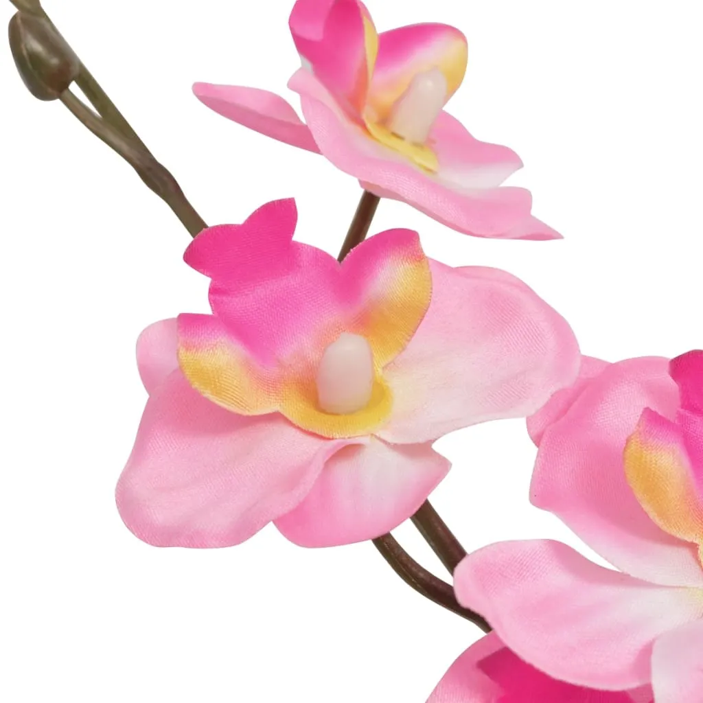Künstliche Orchidee 30 cm Rosa mit 9 Blüten und 4 Blättern