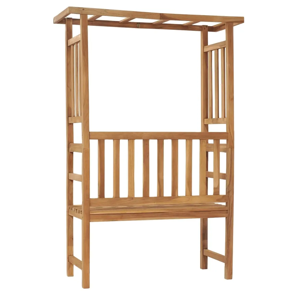 Gartenbank mit Pergola 115 cm Massivholz Teak