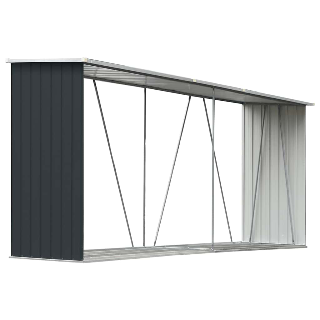 Brennholzschuppen Anthrazit 330 x 84 x 144/152 cm