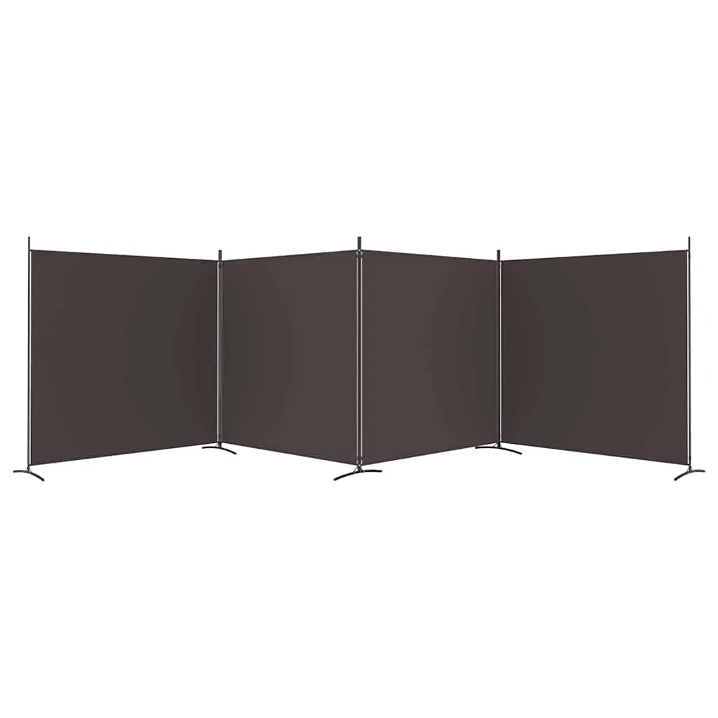 Paravent Raumteiler 698x180 cm Braun Stoff mit 4 Paneelen zusammenklappbar