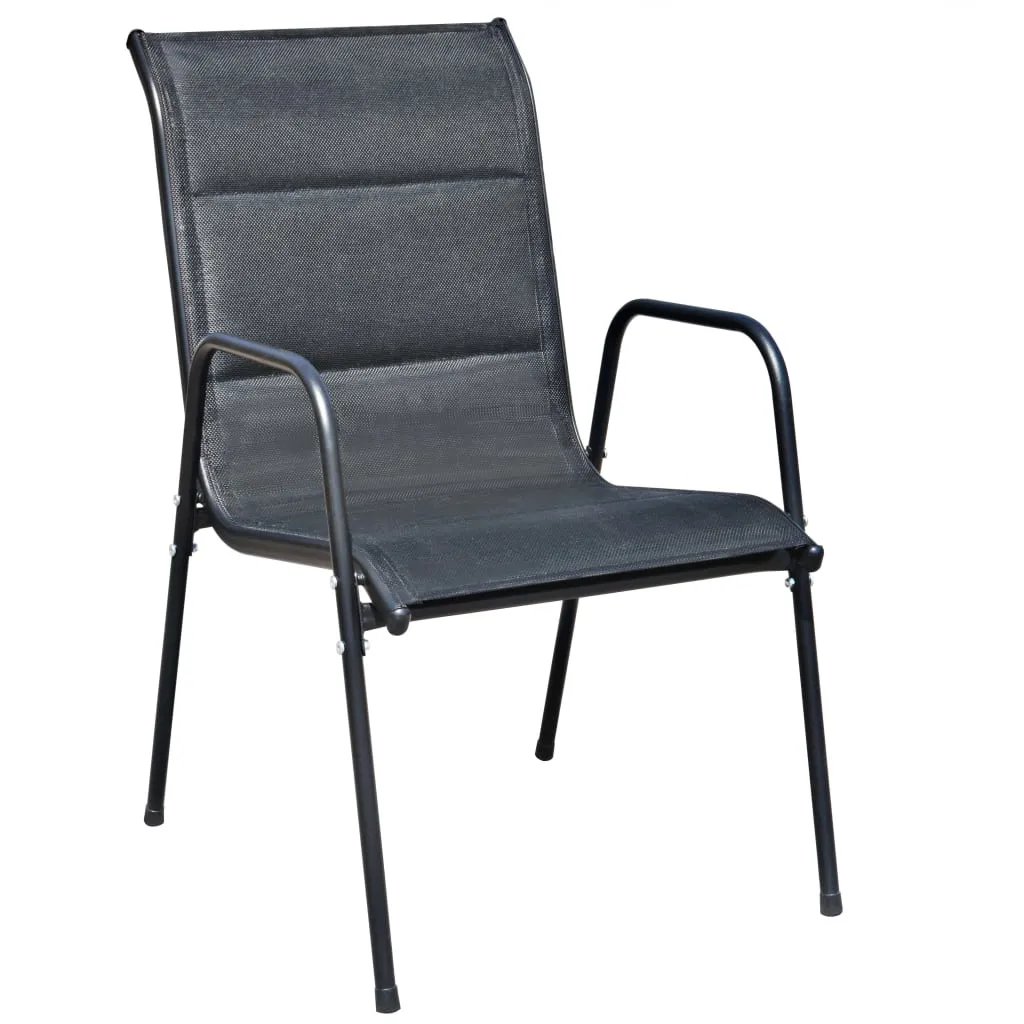 Gartenmöbel-Set Schwarz 80x71 cm Tisch & 4 Textilene-Stühle