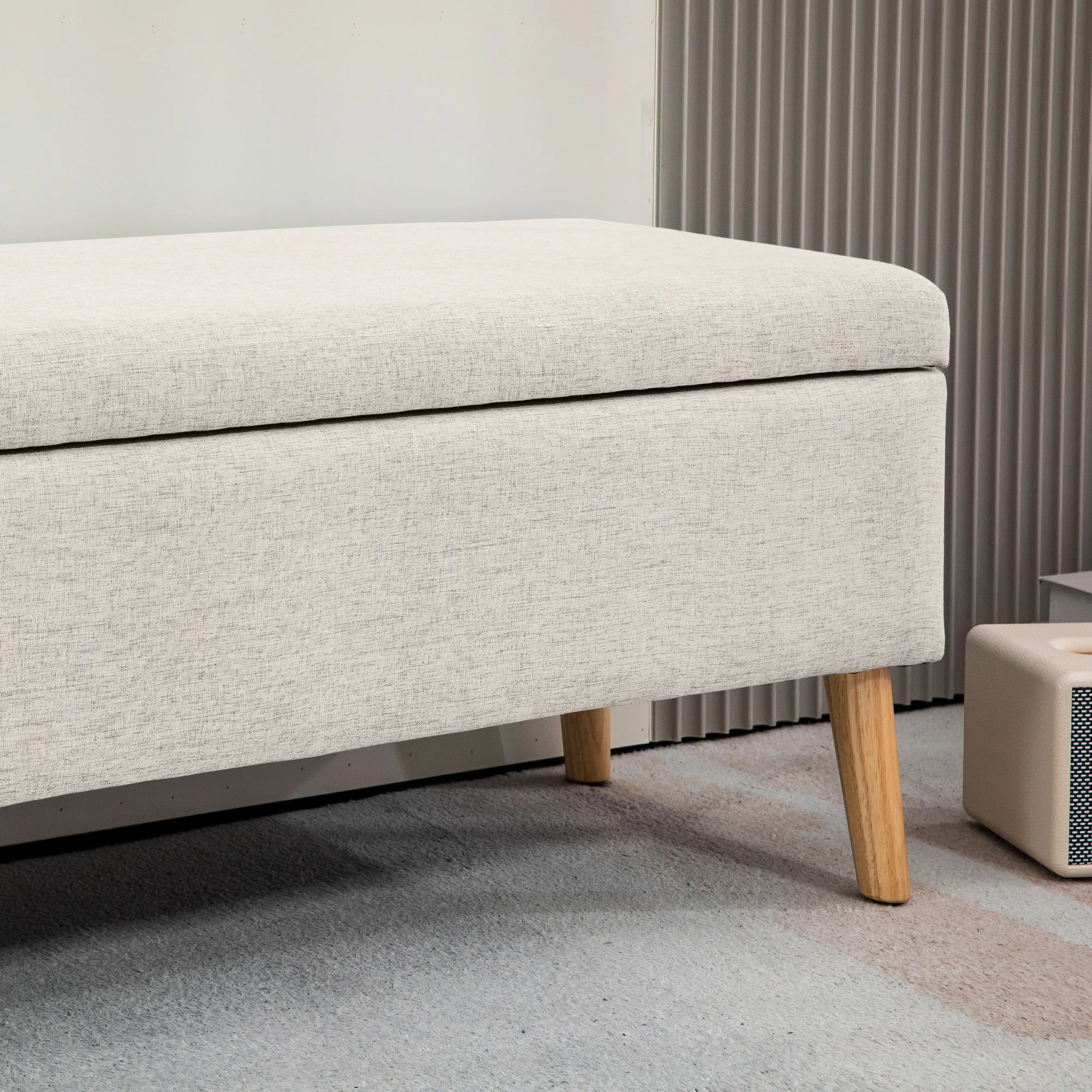 Elegante Sitzbank Beige 110B x 39T x 45H cm mit Stauraum
