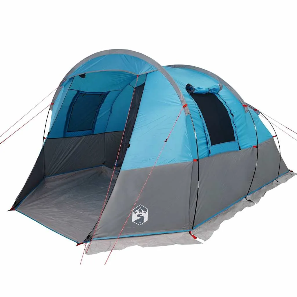 Campingzelt Tunnelzelt Blau 455x265x194 cm mit Überzelt und E-Anschluss