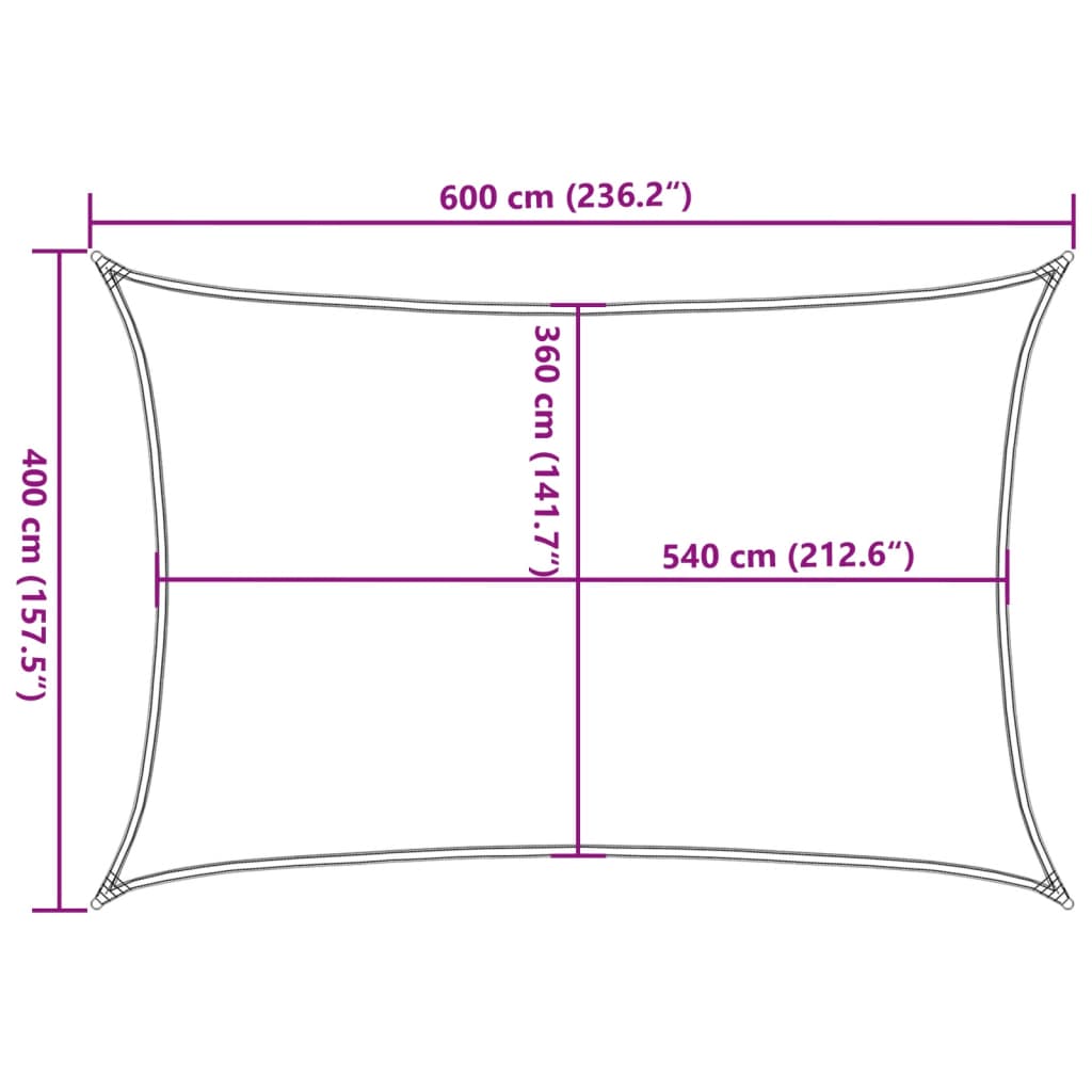 Sonnensegel HDPE Rechteckig 4x6 m Beige