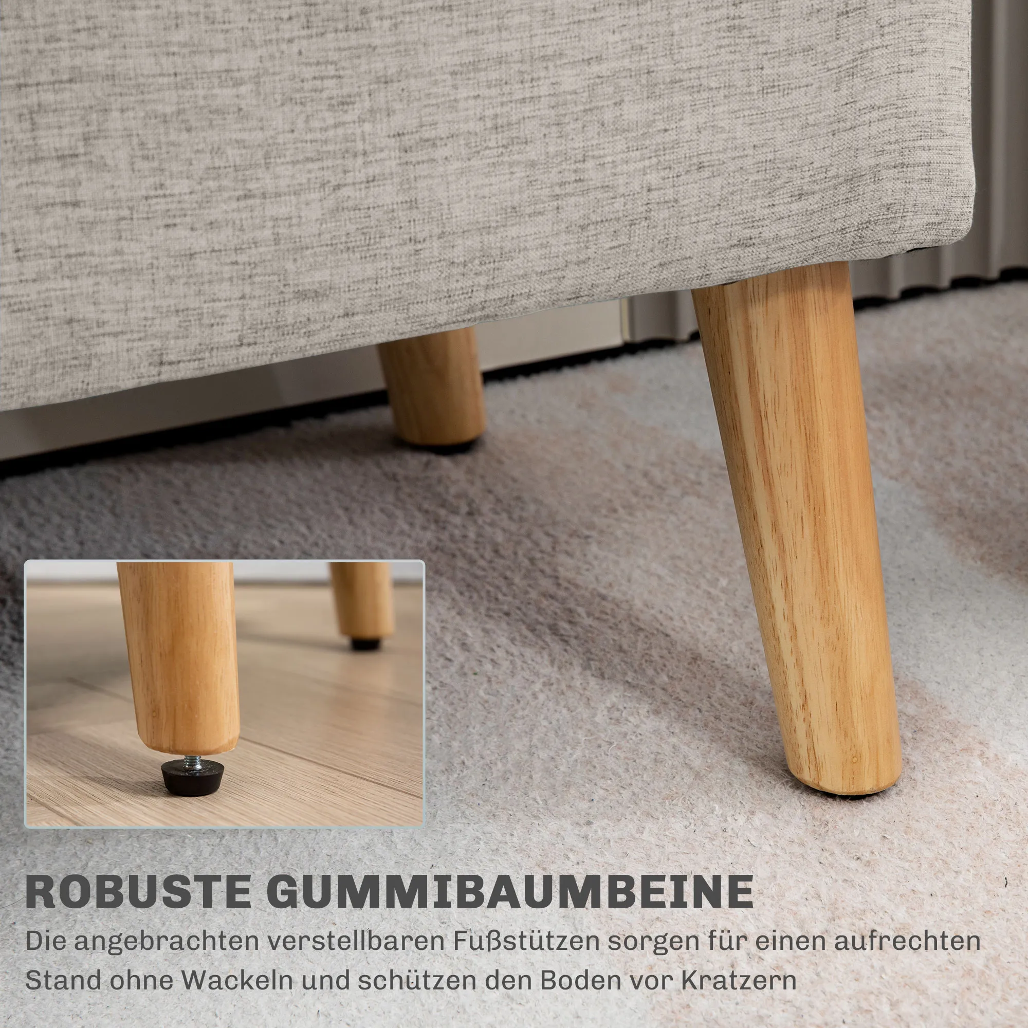 Elegante Sitzbank Beige 110B x 39T x 45H cm mit Stauraum