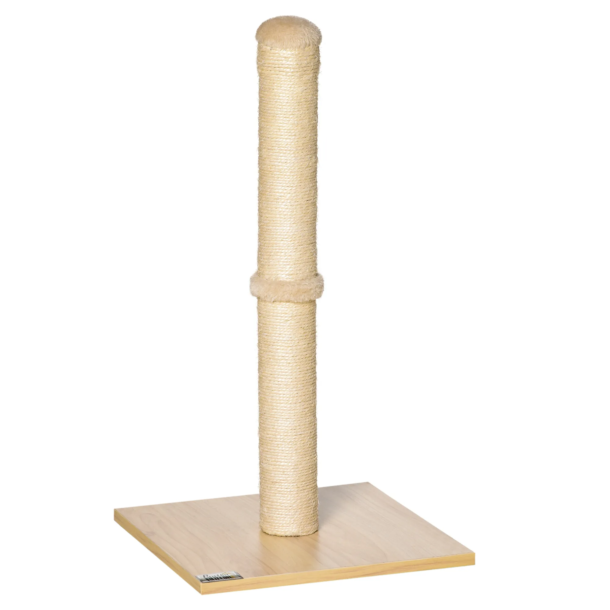 Kratzstamm für Katzen Kratzsäule aus Sisal stabiler Kratzbaum Kratz Spielzeug Katze mit Ball 60 cm Spanplatte Sisal Beige+Eiche 34 x 34 x 60 cm