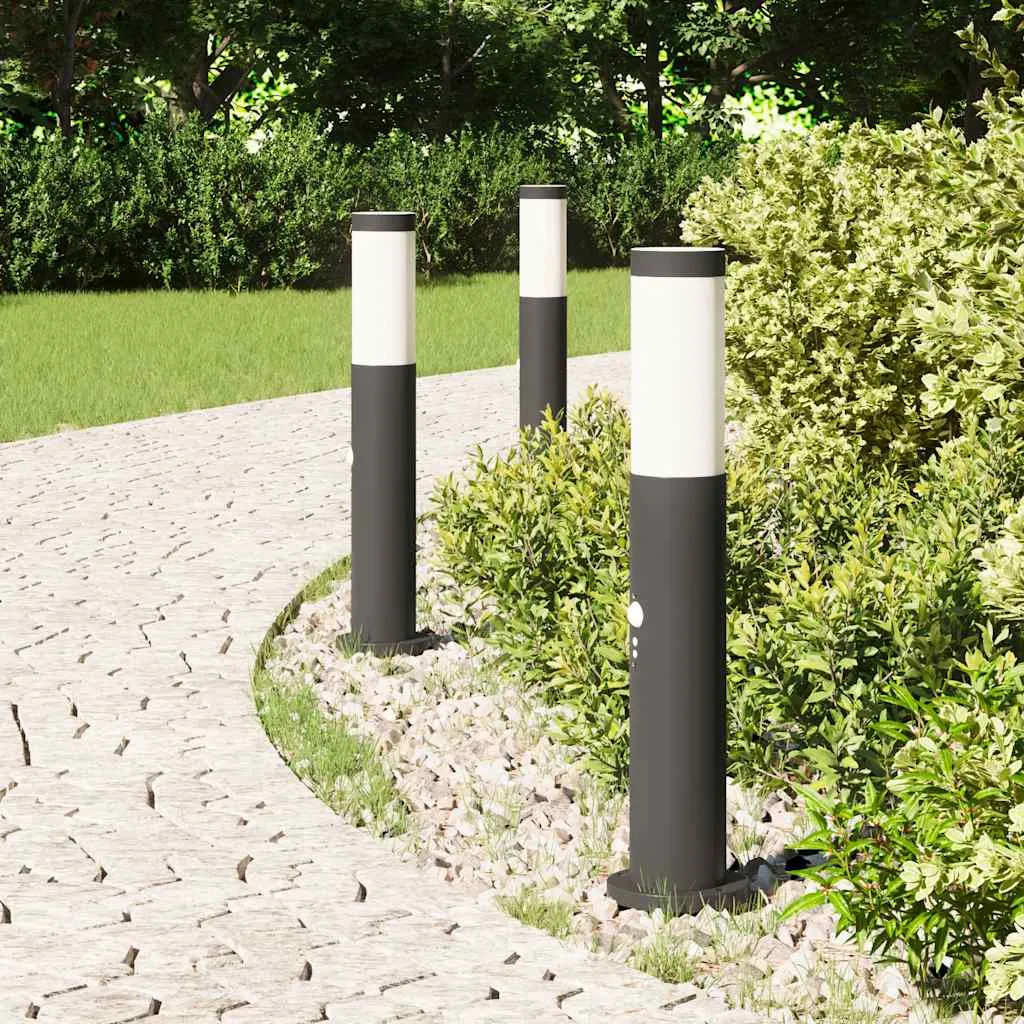 Schwarze Edelstahl Pollerleuchte 11x50 cm mit Bewegungssensor IP44