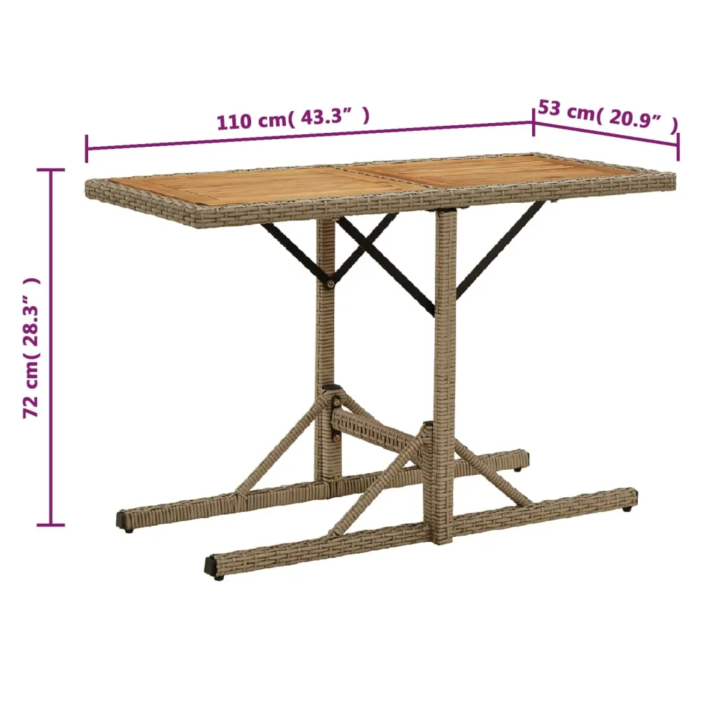 Gartentisch Echtholz 110 x 53 x 72 cm Beige