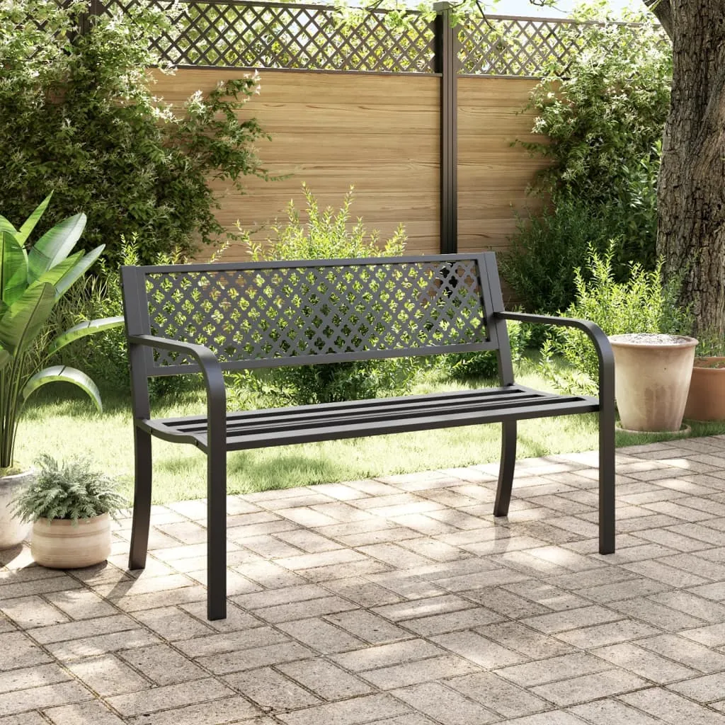 Gartenbank Stahl Schwarz 119 x 52 x 76 cm
