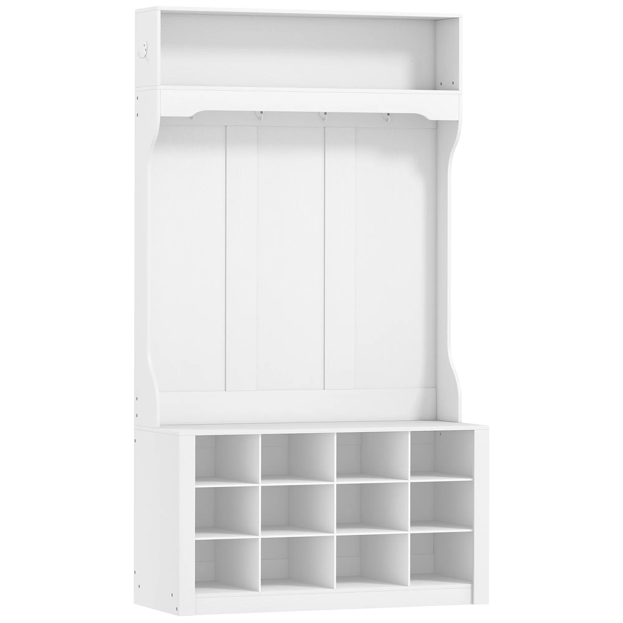Garderobenständer Weiß 100B x 35T x 172,2H cm mit 12 Schuhfächern