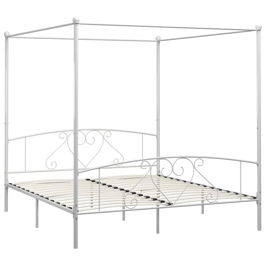 Himmelbett-Gestell Weiß 209x167,5x198 cm Metall