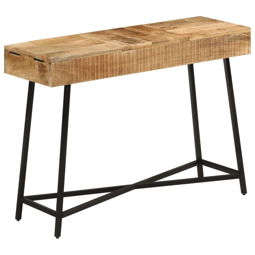 Schminktisch aus Vollholz mit Eisenbeinen 105 x 35 x 75 cm Schwarz
