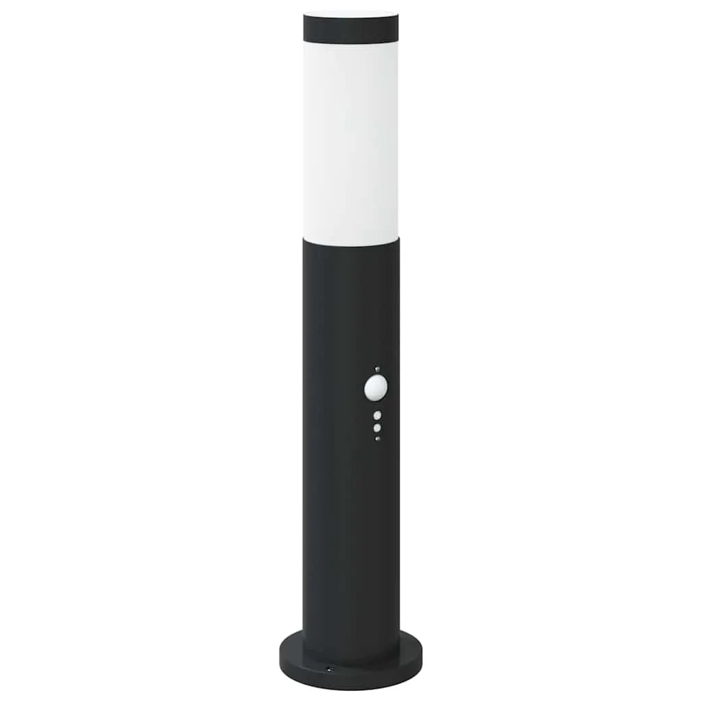 Schwarze Edelstahl Pollerleuchte 11x50 cm mit Bewegungssensor IP44