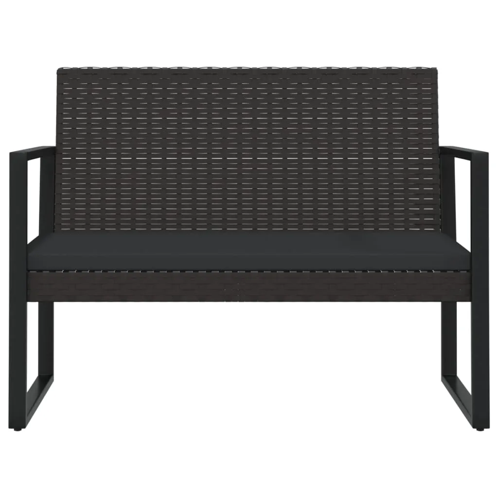 Gartenbank Schwarz 106 x 57 x 74,5 cm mit PE-Rattan und Stahlrahmen