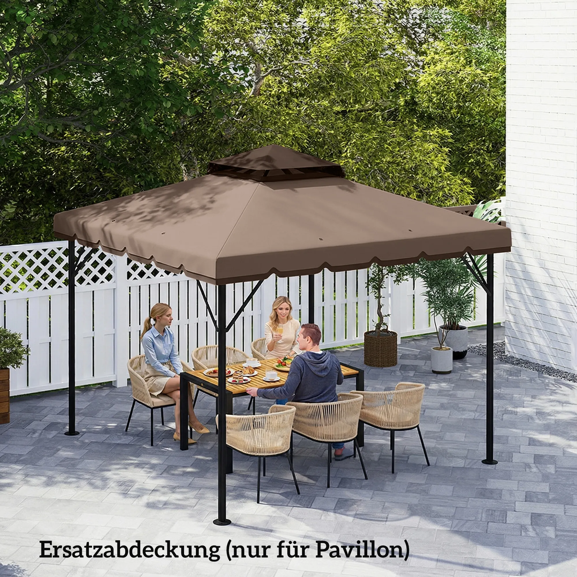 Ersatzdach 3 x 3 m Khaki+Braun für Pavillon