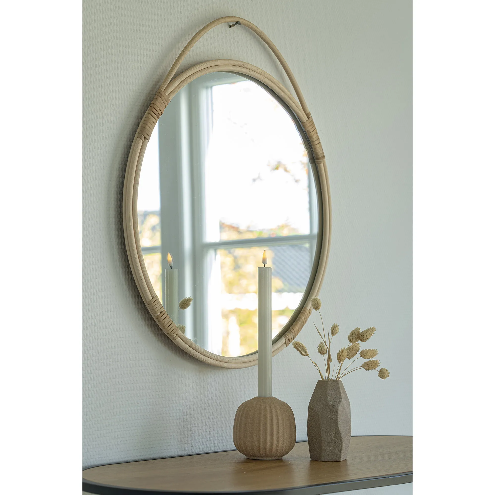 tinkaro Wandspiegel Malo Rattan ø50 cm Natur