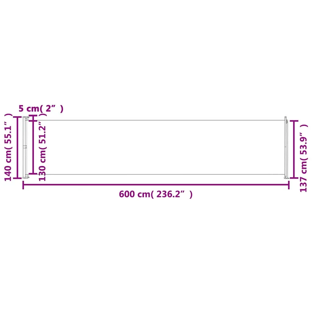 Seitenmarkise 140 x (0-600) cm in Creme und Grau