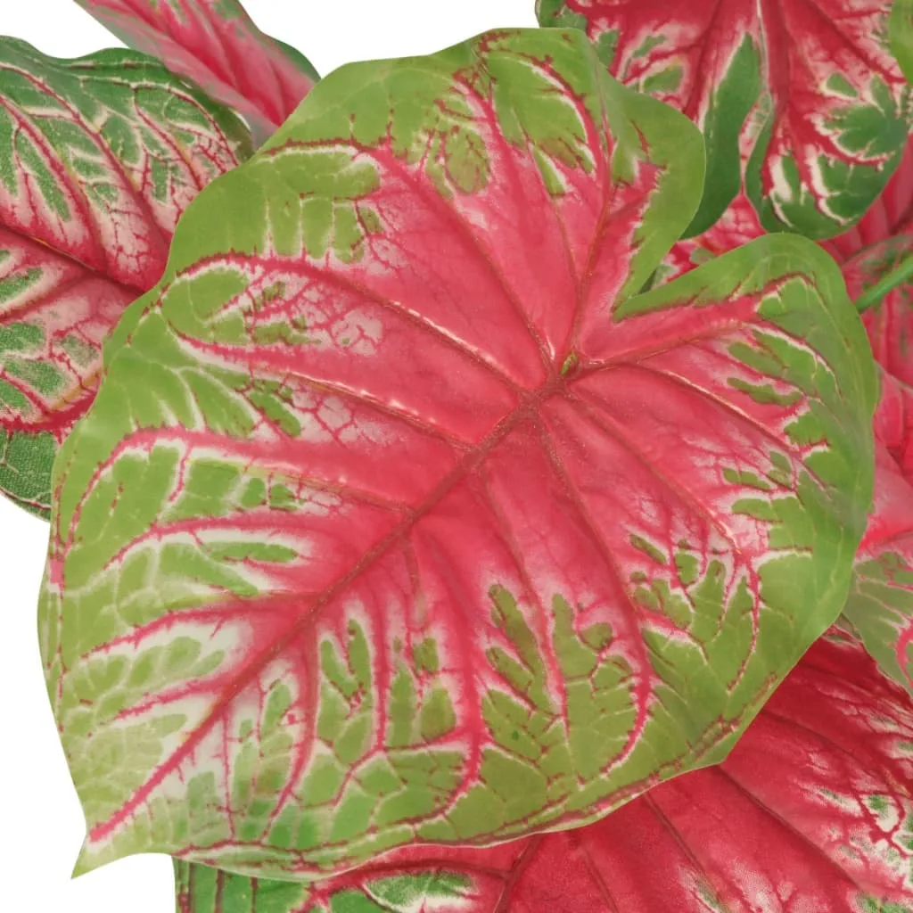 Caladium Kunstpflanze 85 cm in Grün und Rot mit Topf
