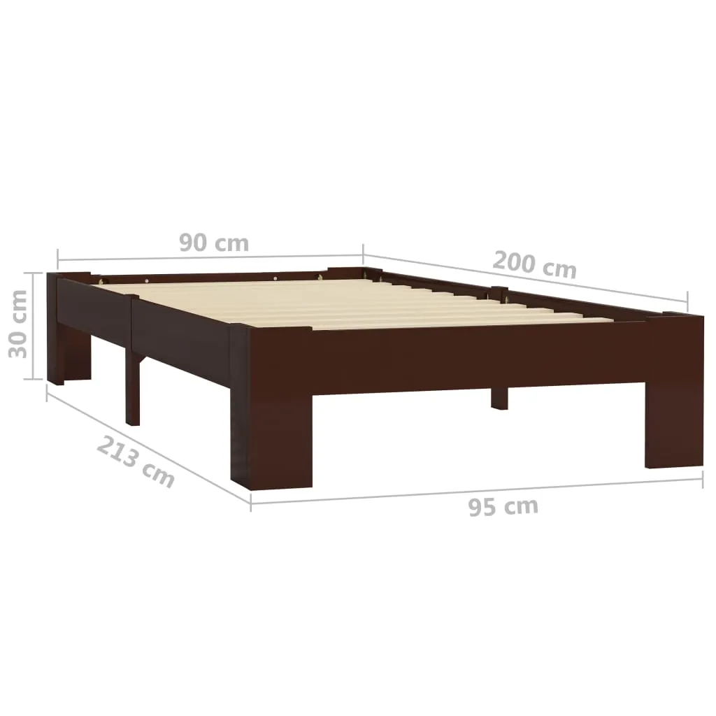 Massivholz-Bettrahmen Dunkelbraun 213 x 95 x 30 cm