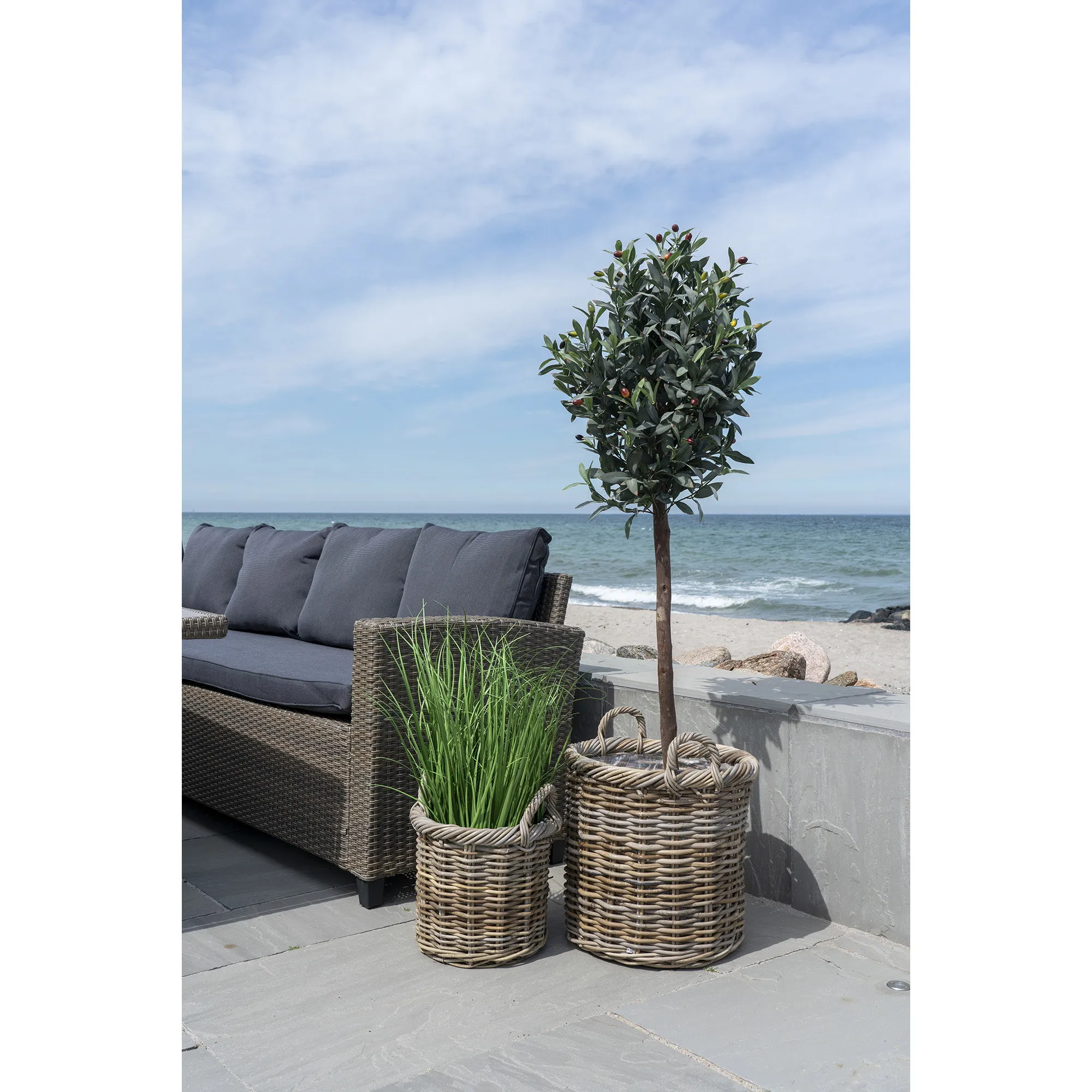 tinkaro Gili Körbe Set aus Kubu-Rattan 48/38 cm Natur