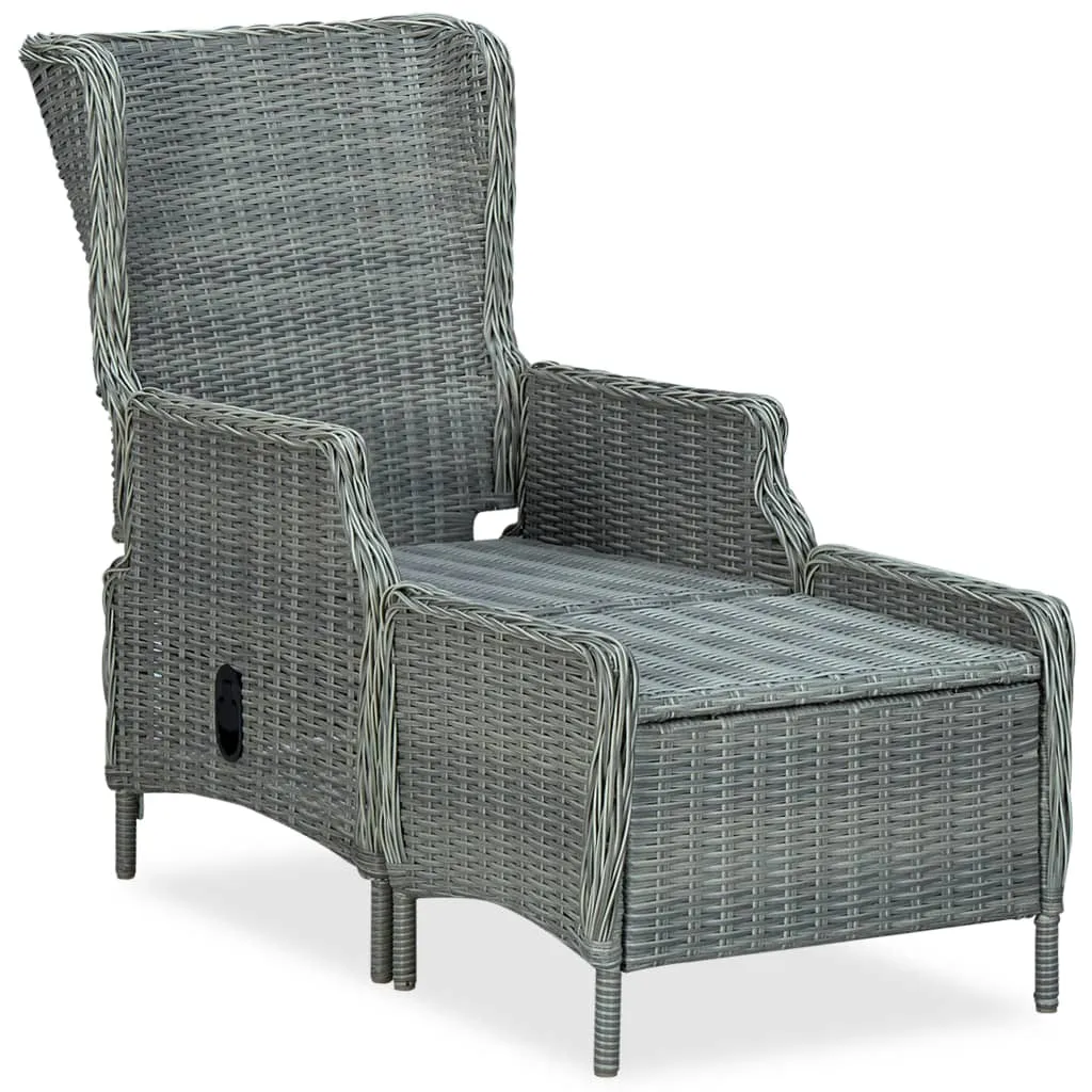 Gartensessel Hellgrau aus rundem PE-Rattan 57x88x100 cm