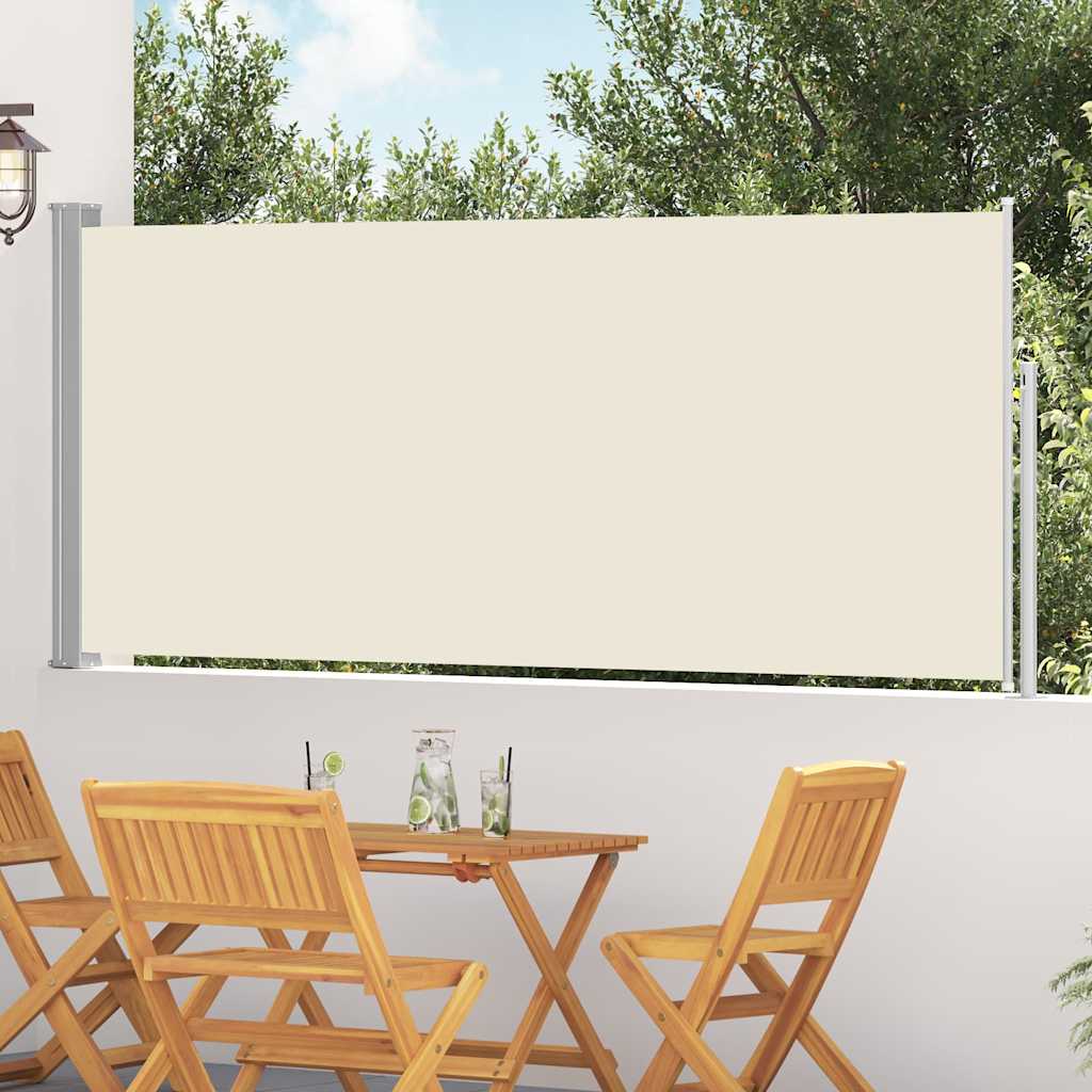 Einziehbare Garten-Seitenmarkise 300x120 cm in Grüngrau und Cremeweiß