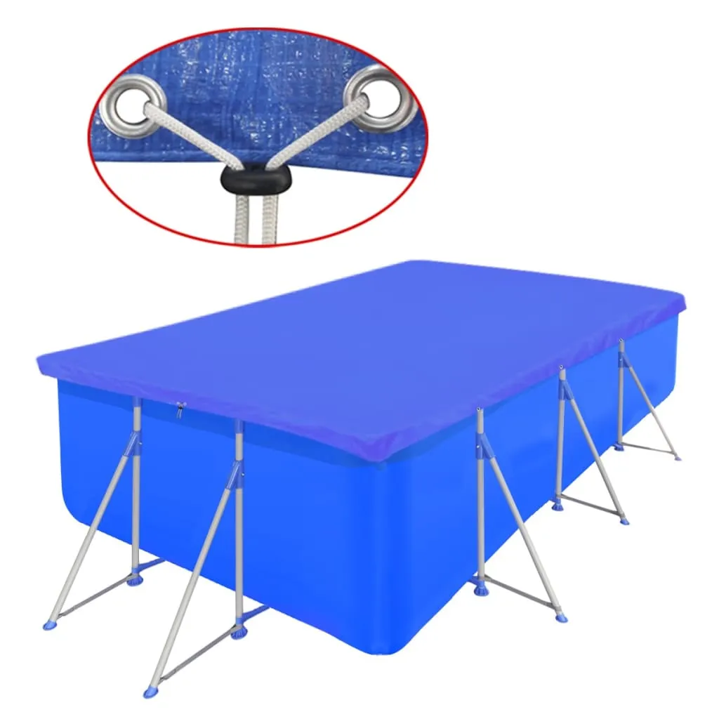 Dunkelblaue Poolabdeckung 400x207x122 cm für Stahlrahmen-Pools
