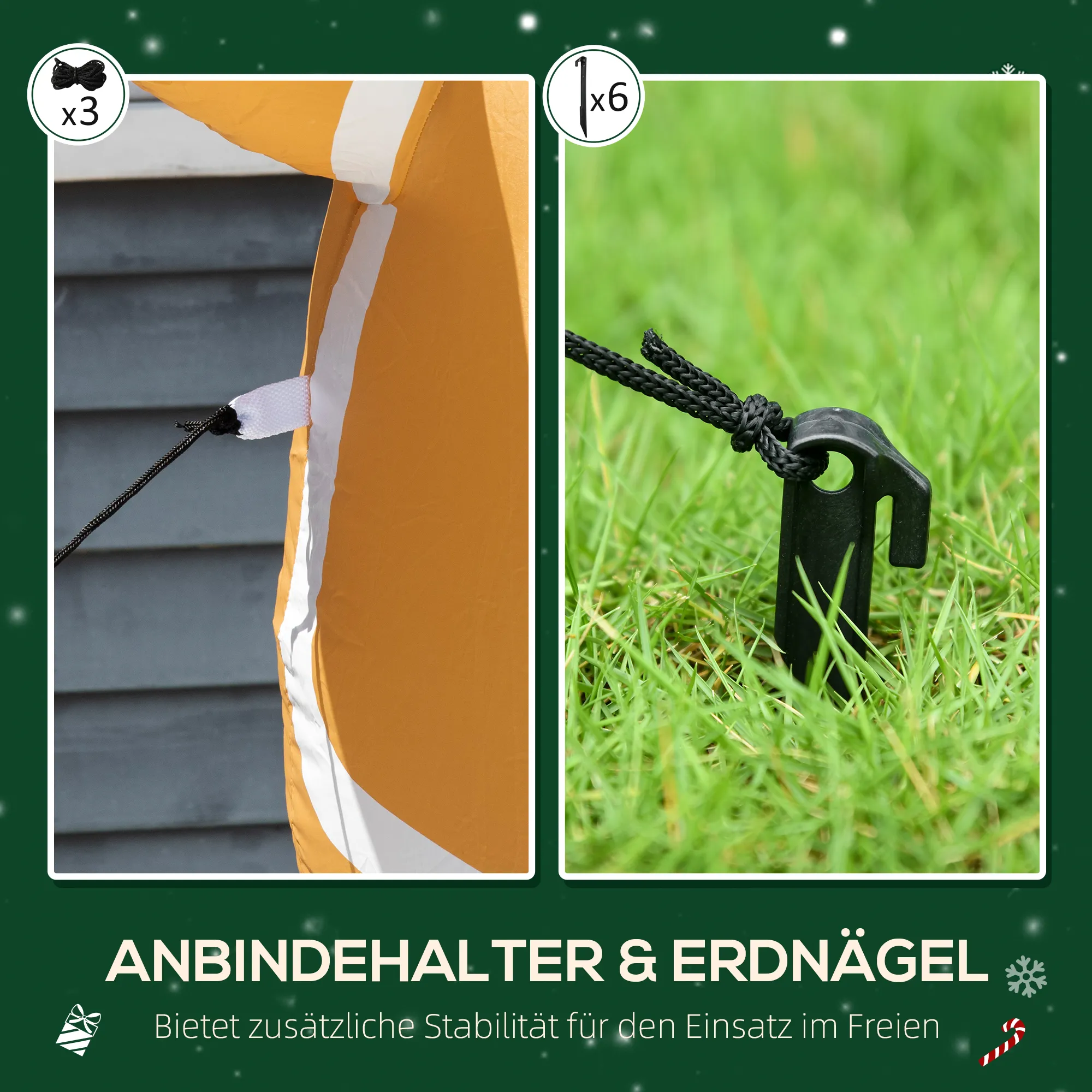 Aufblasbare Weihnachtsdeko 1,83 m Lebkuchenmann mit Schleife, 3 LEDs, internes Gebläse Gartendeko
