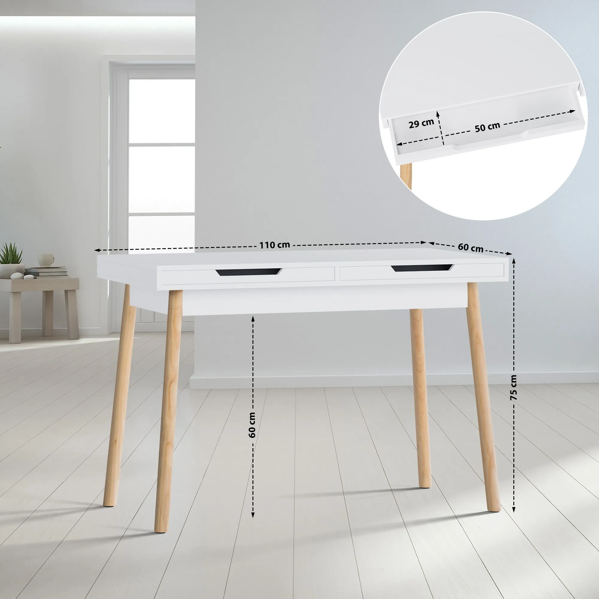 Schreibtisch Porto 110/140x60x75 cm weiß