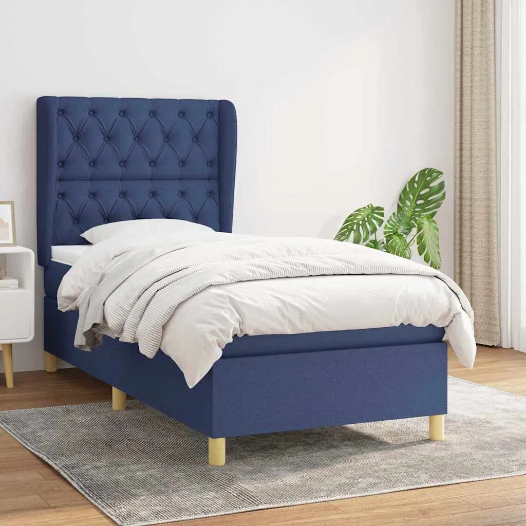 Boxspringbett mit Taschenfederkernmatratze, 203x83 cm, Blau