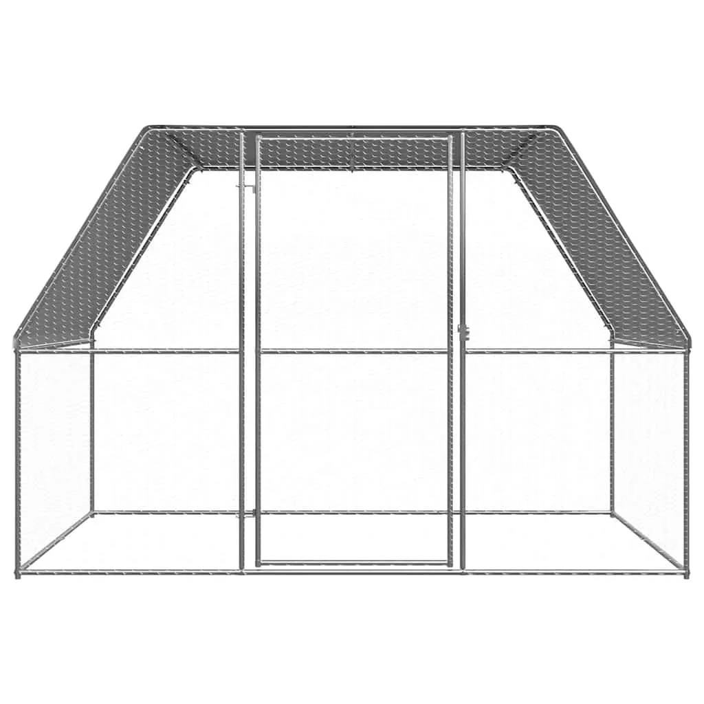 Hühnerkäfig 3x2x2 m in Silber und Grau mit verzinktem Stahlrahmen