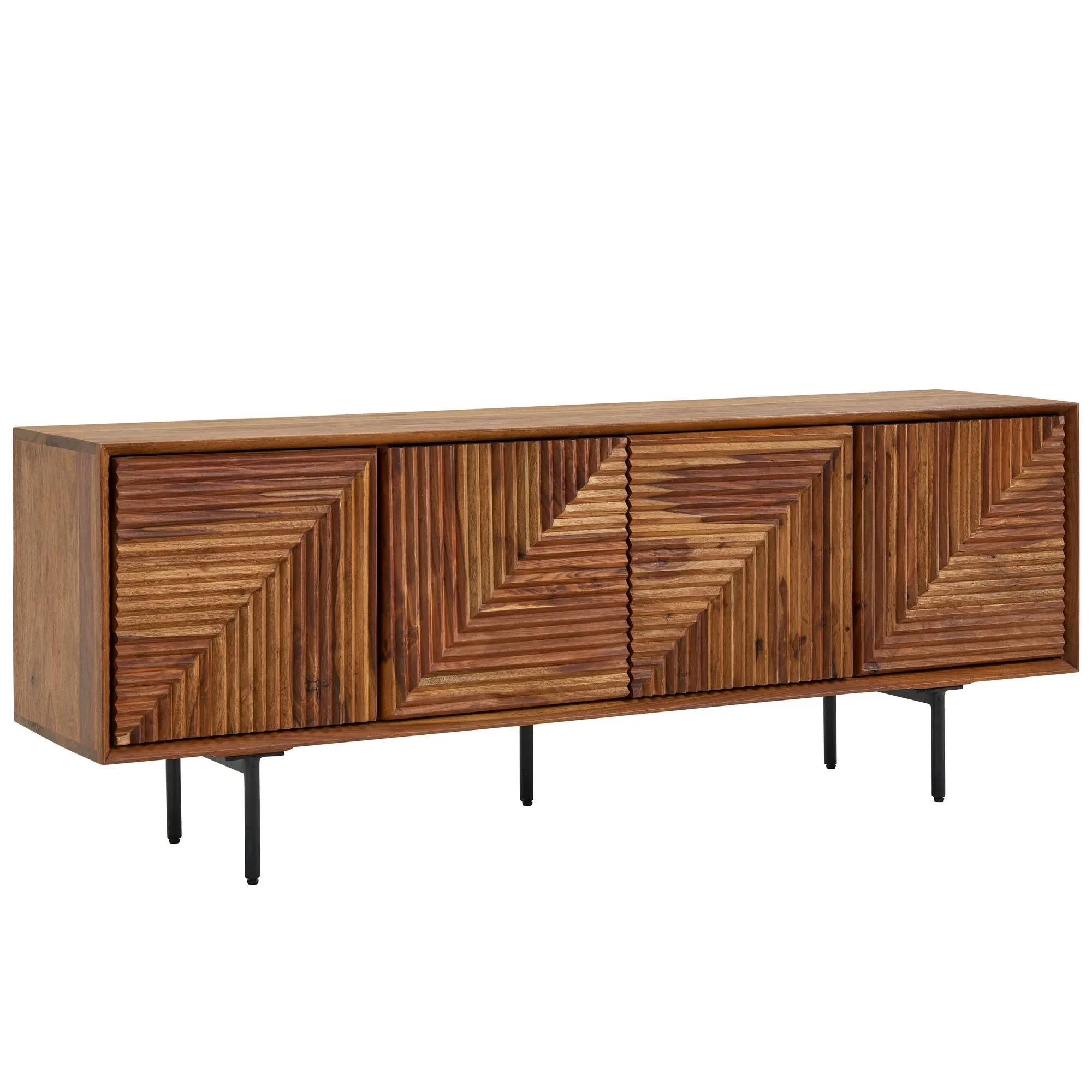 tinkaro Lowboard LADIM Sheesham Massivholz Fernsehschrank Braun