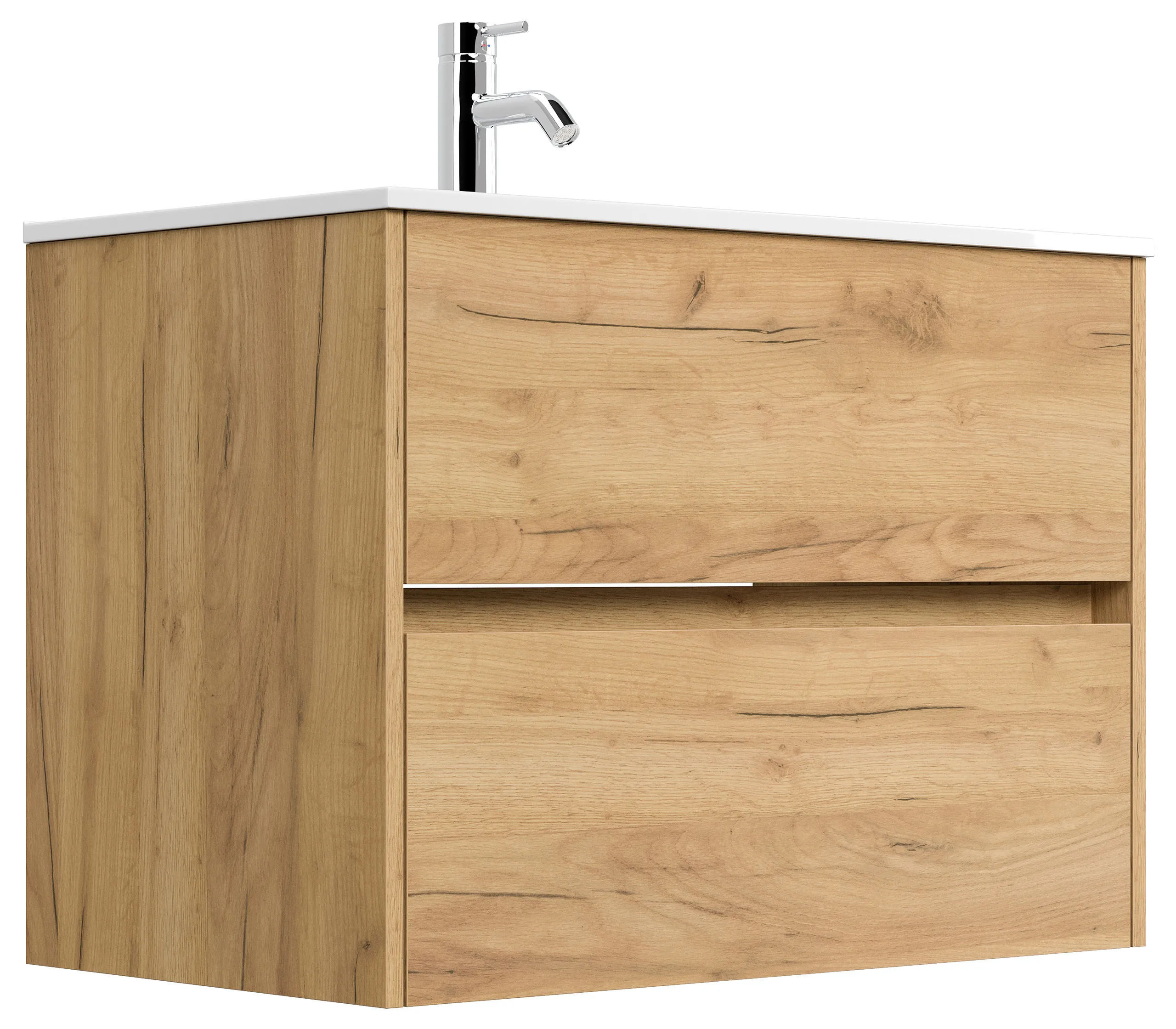 Badmöbel Limes & Waschtisch 80 cm 2 Greifraum SoftClose Auszüge eiche gold