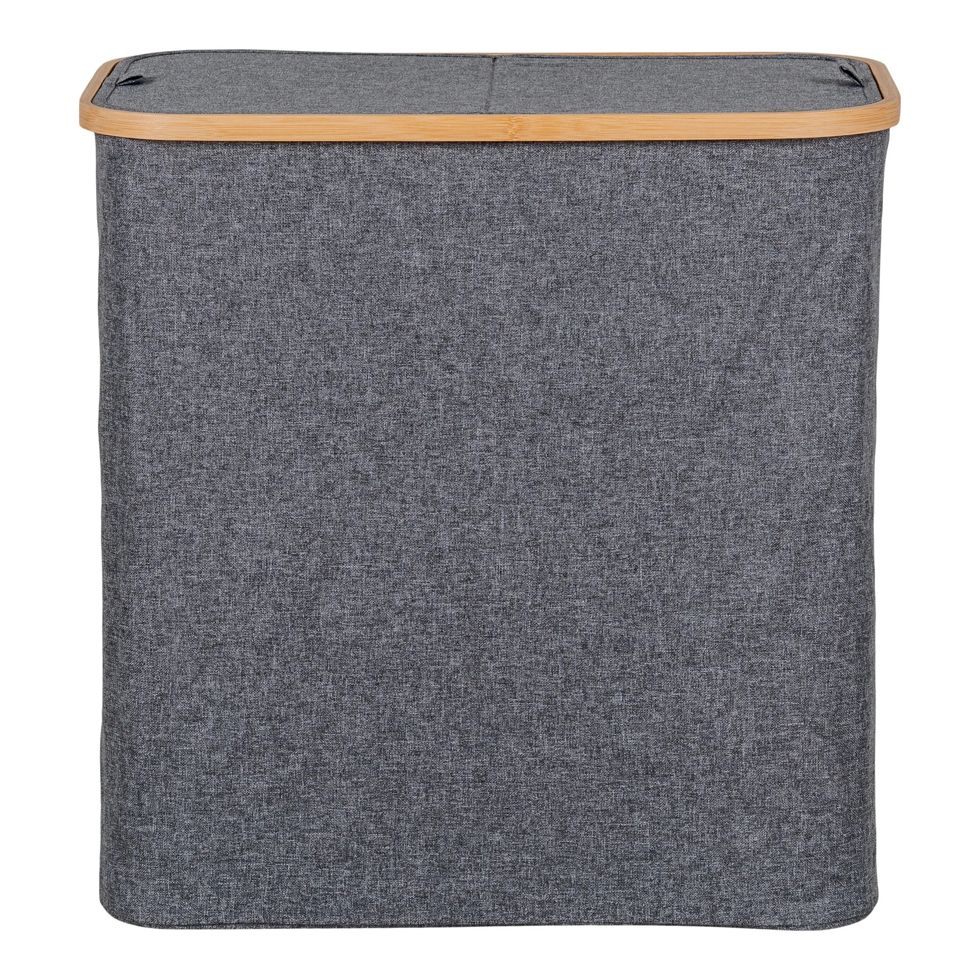 tinkaro Wäschekorb Noto Bambus/Textil 54x33x54 cm Dunkelgrau