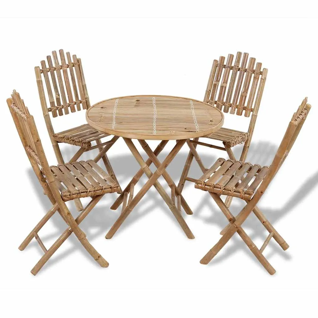 Gartenmöbel-Set Bambus klappbar Tisch 80x70 cm Stühle 50x42x92 cm