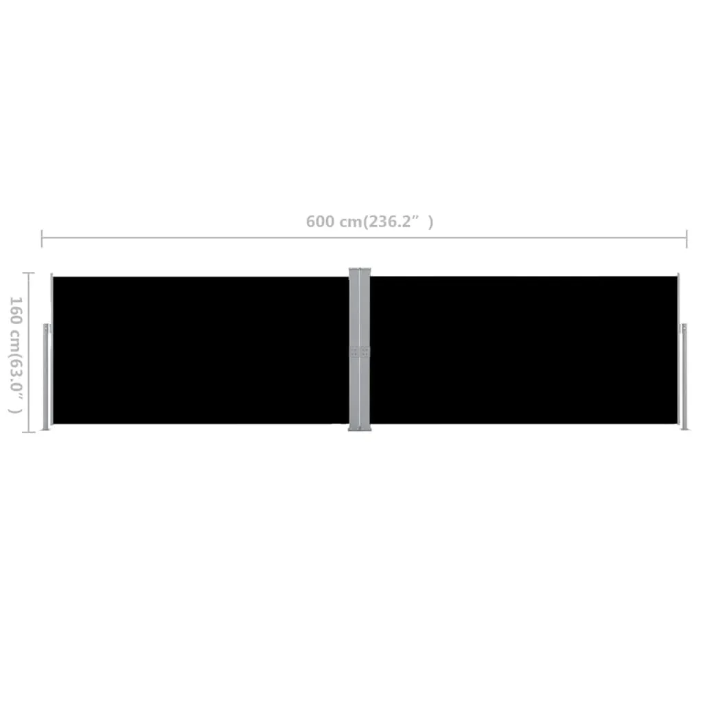 Seitenmarkise Ausziehbar Schwarz 160x600 cm