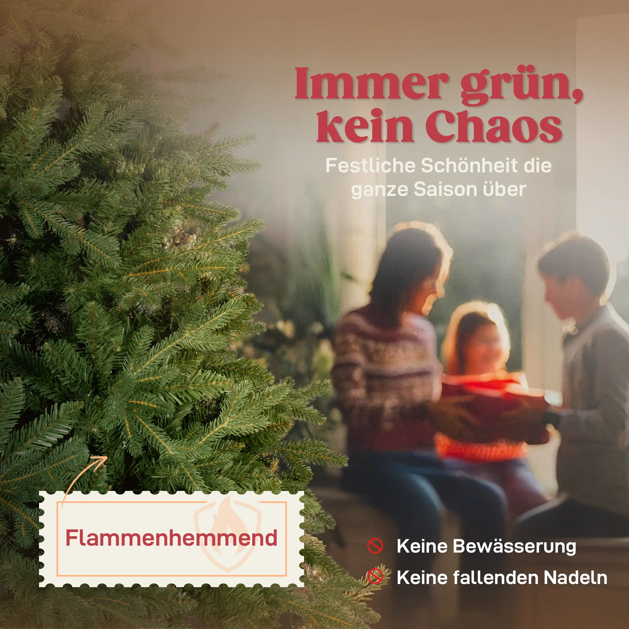 Künstlicher Weihnachtsbaum 180 cm Kiefernbaum künstlich mit 3026 Spitzen für drinnen