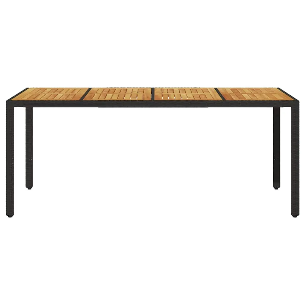 Gartentisch mit Echtholz-Tischplatte 190x90x75 cm Schwarz