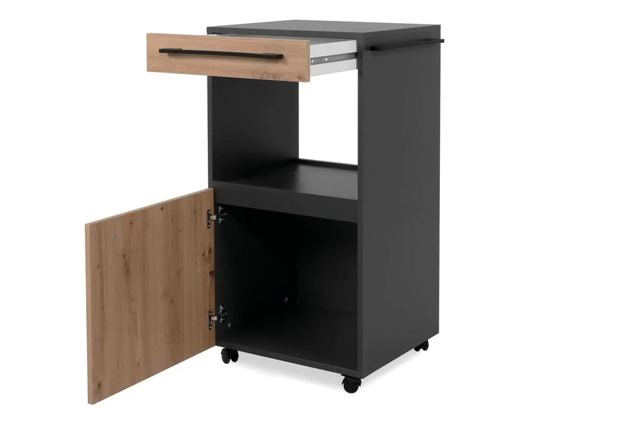 finori Rollcontainer Palma 50x95,5 cm Anthrazit / Artisan Oak Schubladenschrank
