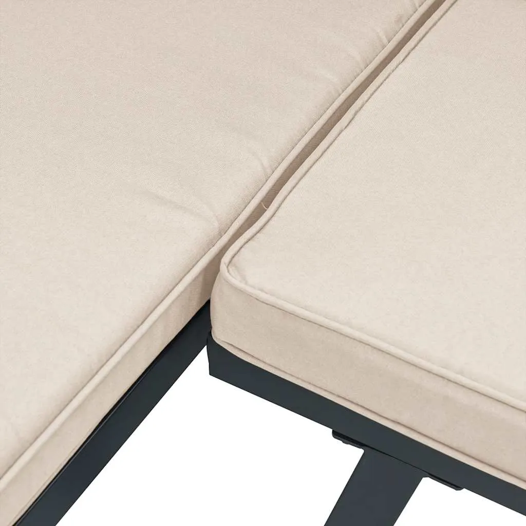 Gartenbank Set Schwarz 118x63x78 cm & 110x63x78 cm mit Kissen