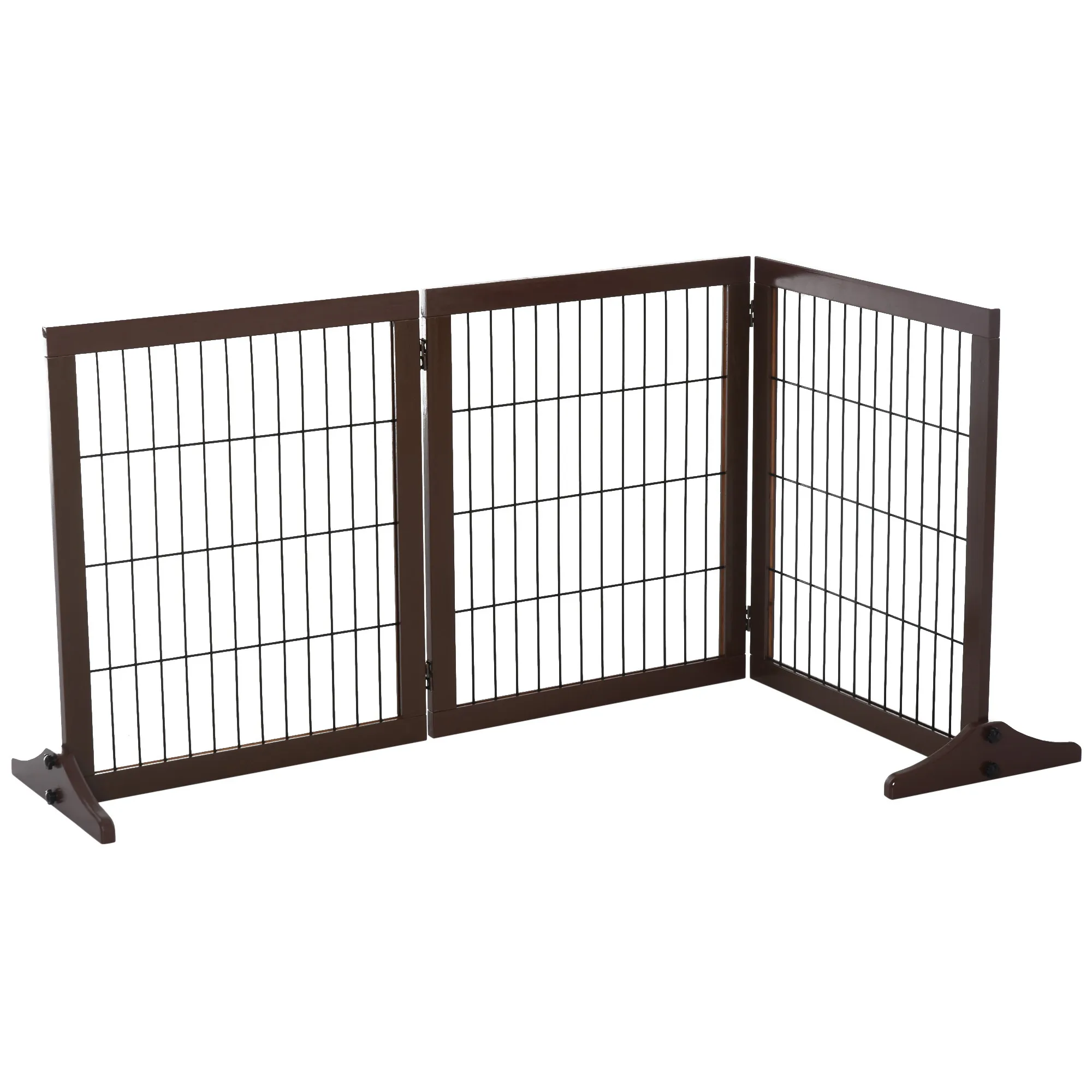Hunde Absperrgitter aus Kiefernholz, 3-teilig, 185 x 71 cm, Braun