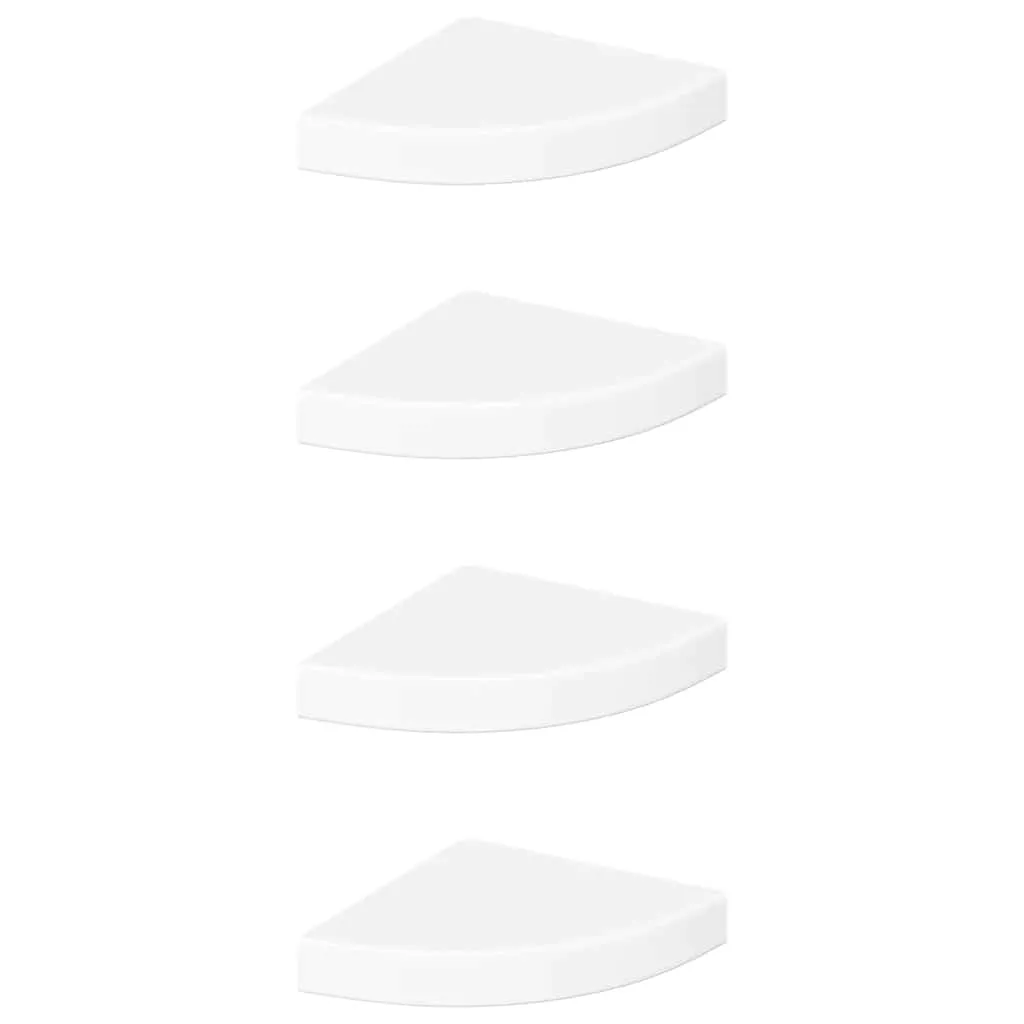 4er Set Eckregale 25x25x3,8 cm Hochglanzweiß Wandregal
